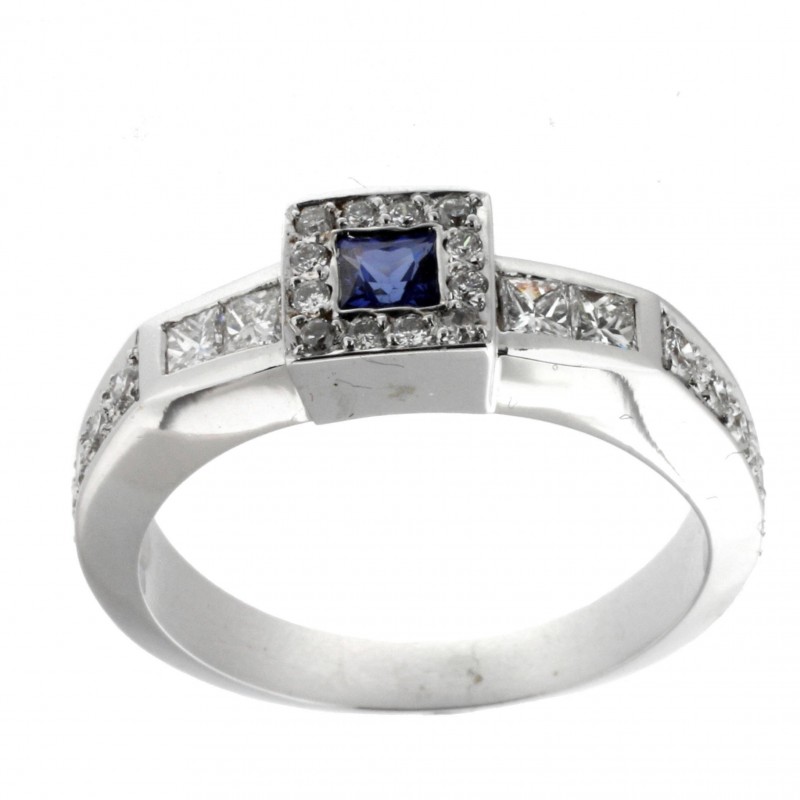 Sortija diamantes zafiro