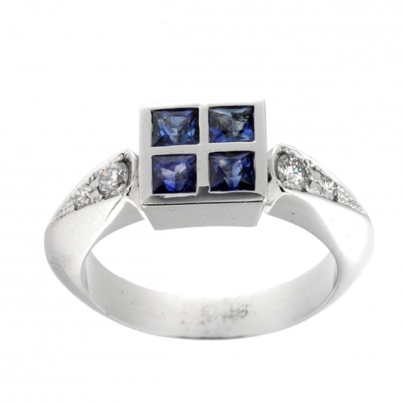 Sortija diamantes zafiro