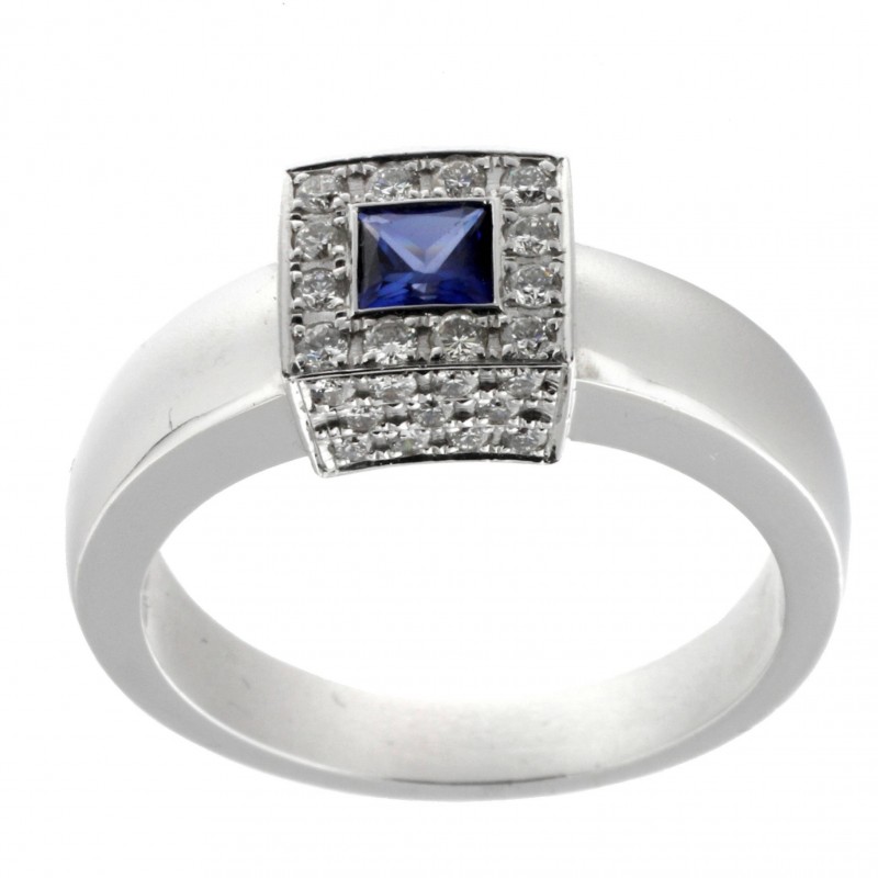 Sortija diamantes zafiro