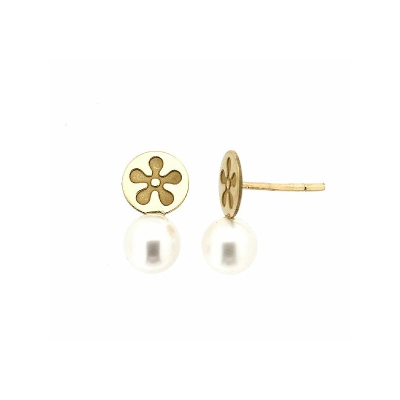Pendientes perla oro amarillo 18K [2-33-A-P]