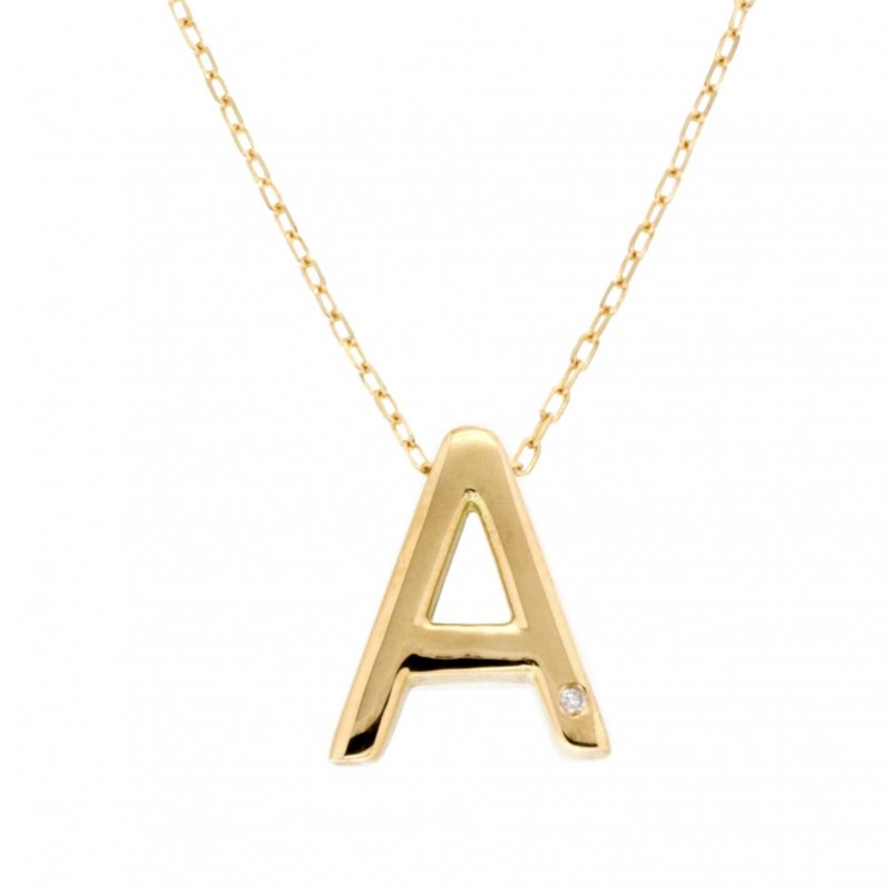 Colgante diamantes letra a con cadena oro amarillo 18k [26-10074-a ]