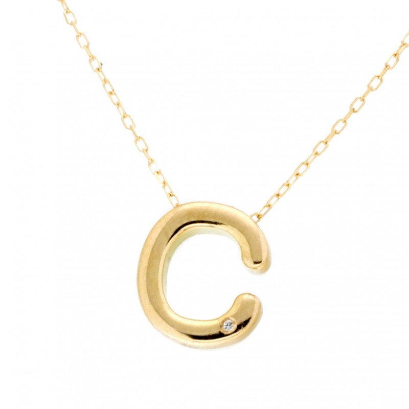 Colgante diamantes letra c con cadena oro amarillo 18k [26-10074-c ]