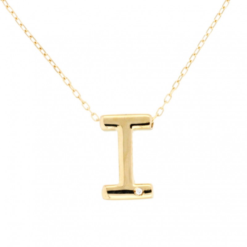 Colgante diamantes letra i con cadena oro amarillo 18k [26-10074-i ]