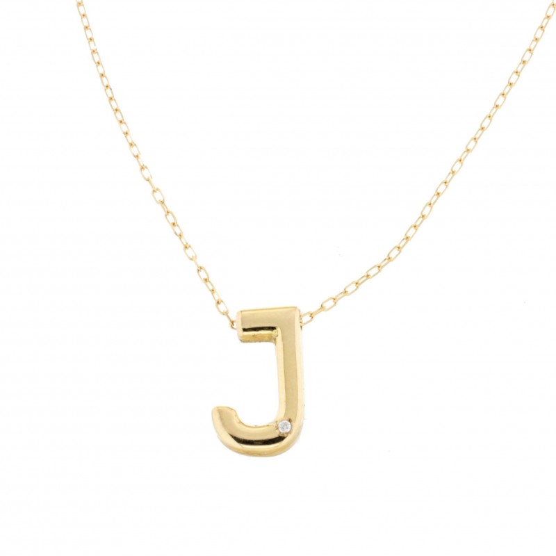 Colgante diamantes letra j con cadena oro amarillo 18k [26-10074-j ]