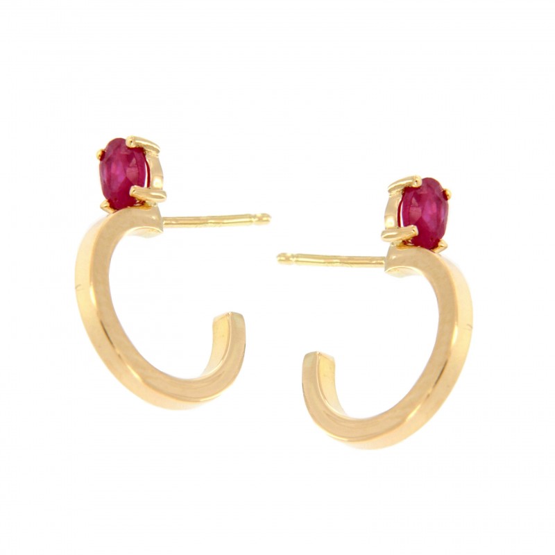 Pendientes aro rubí oro 18k [26-10361-r-p]