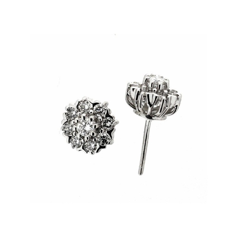Pendientes roseta diamantes oro blanco 18K [16-1058-P]