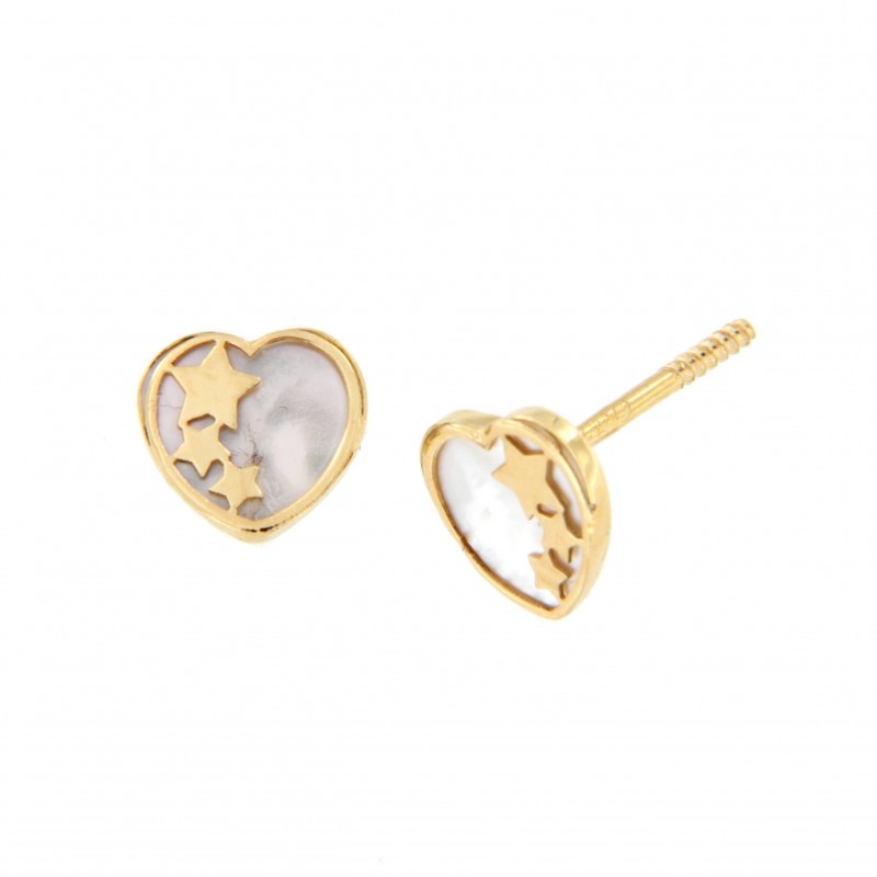 Pendientes corazon nacar oro amarillo