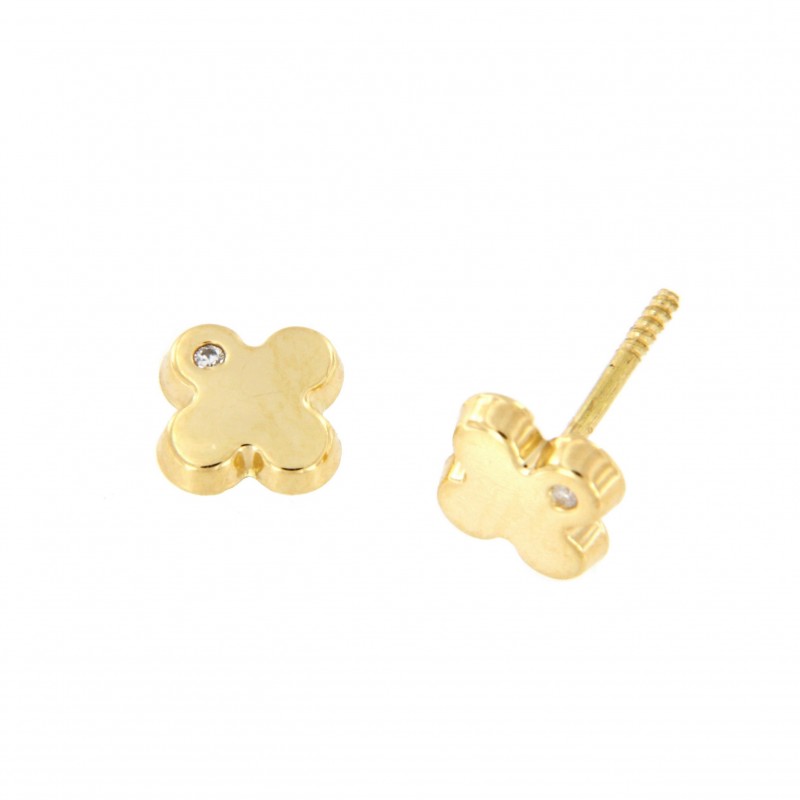 Pendientes diamantes cuatrebol oro amarillo