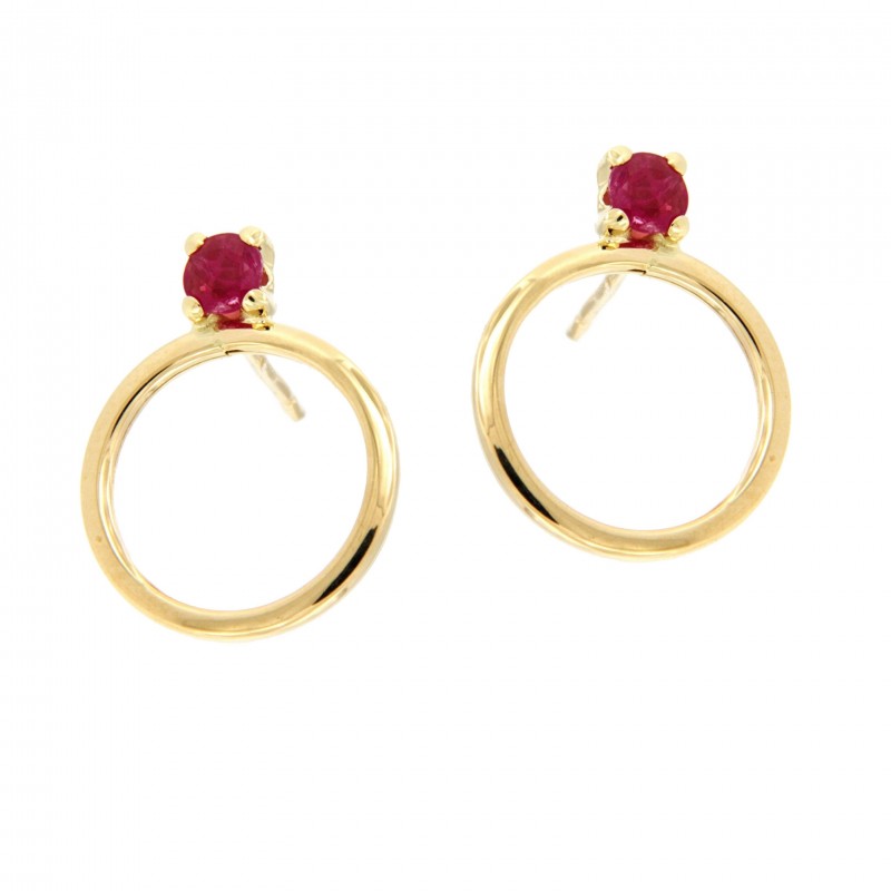 Pendientes rubi oro amarillo 18K [26-10966-R-P]