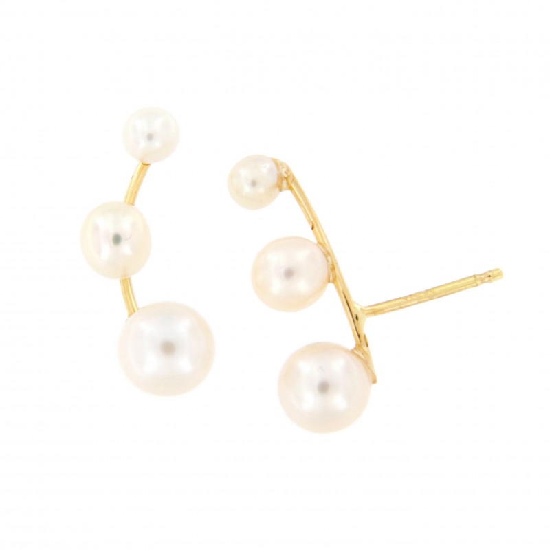 Pendientes perla trepador oro amarillo 18K [26-11220-P]