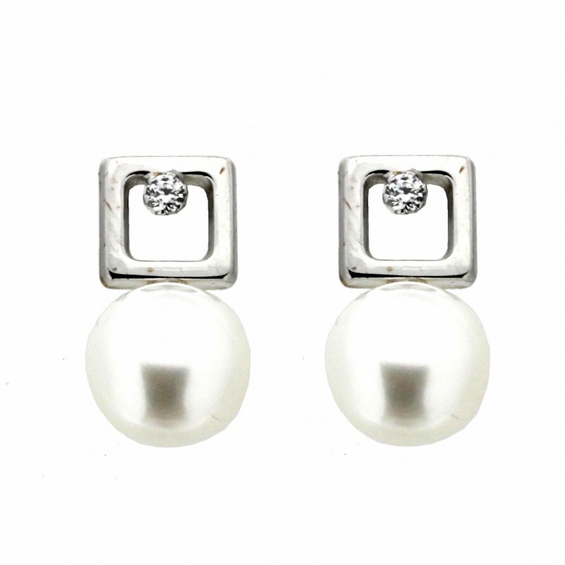Pendientes perla oro blanco 18K [26-2748-1-P]