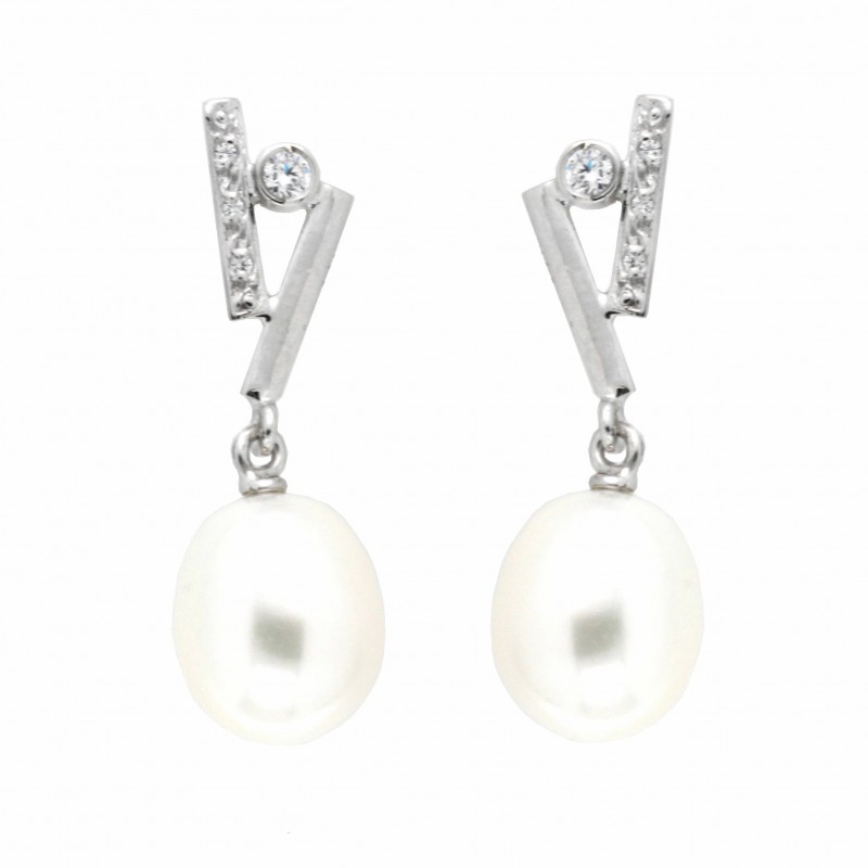 Pendientes perla oro blanco oro 18k [26-2795-p]