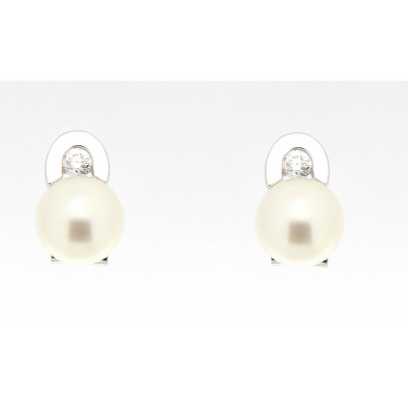 Pendientes perla oro blanco 18K [26-2814-1-P]