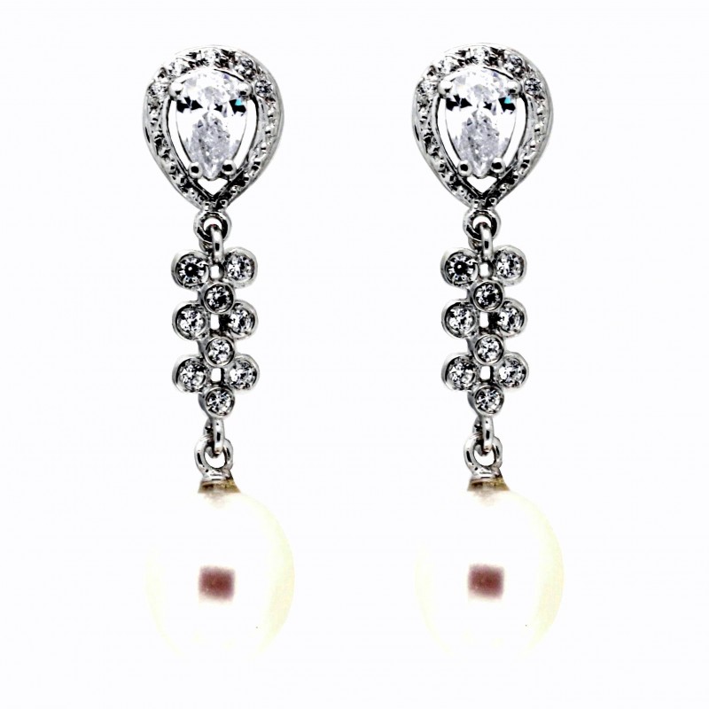 Pendientes perla oro blanco oro 18k [26-3099-p]