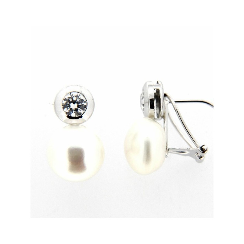 Pendientes perla oro blanco 18K [26-3116-1-P]