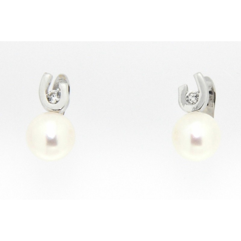 Pendientes perla oro blanco 18K [26-3204-1-P]