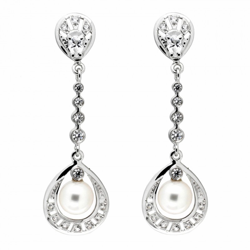 Pendientes perla oro blanco oro 18k [26-3273-p]