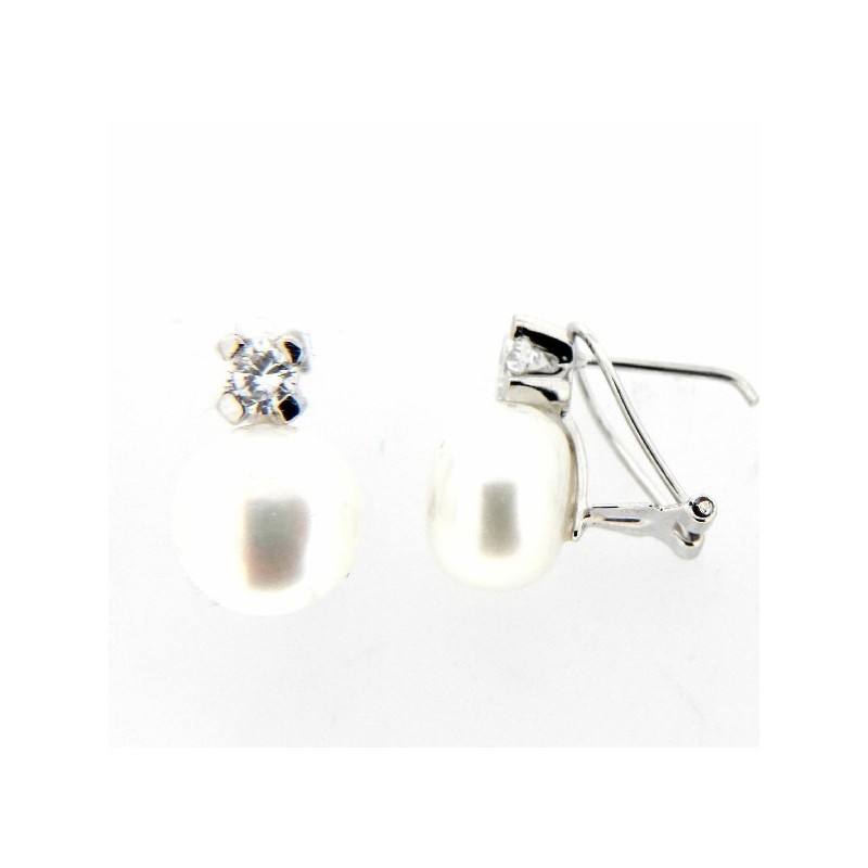 Pendientes perla oro blanco 18K [26-3542-1-P]
