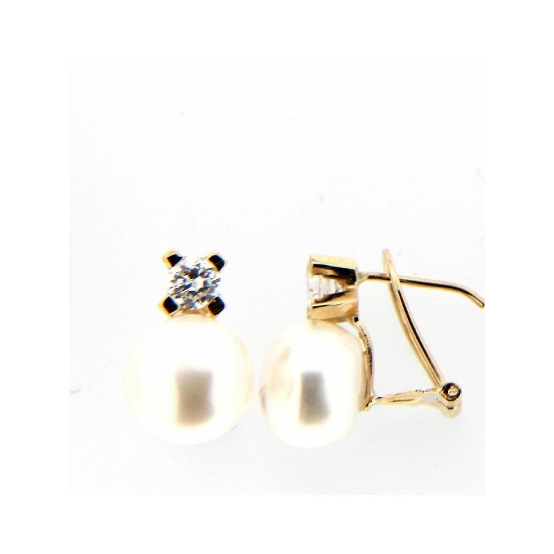 Pendientes perla oro amarillo 18K [26-3542-P]