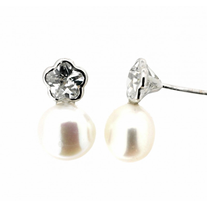 Pendientes perla oro blanco 18K [26-3748-1-P]