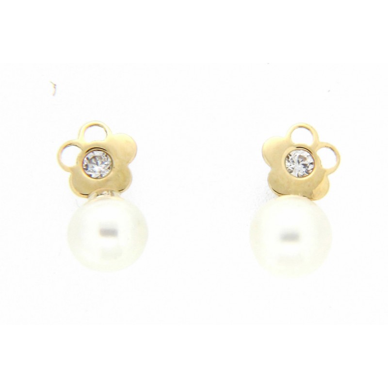 Pendientes perla oro amarillo 18K [26-3860-P]