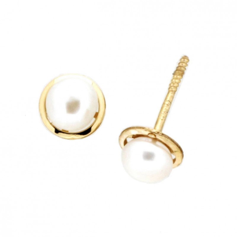 Pendientes perla oro amarillo 18K [26-3955-P]