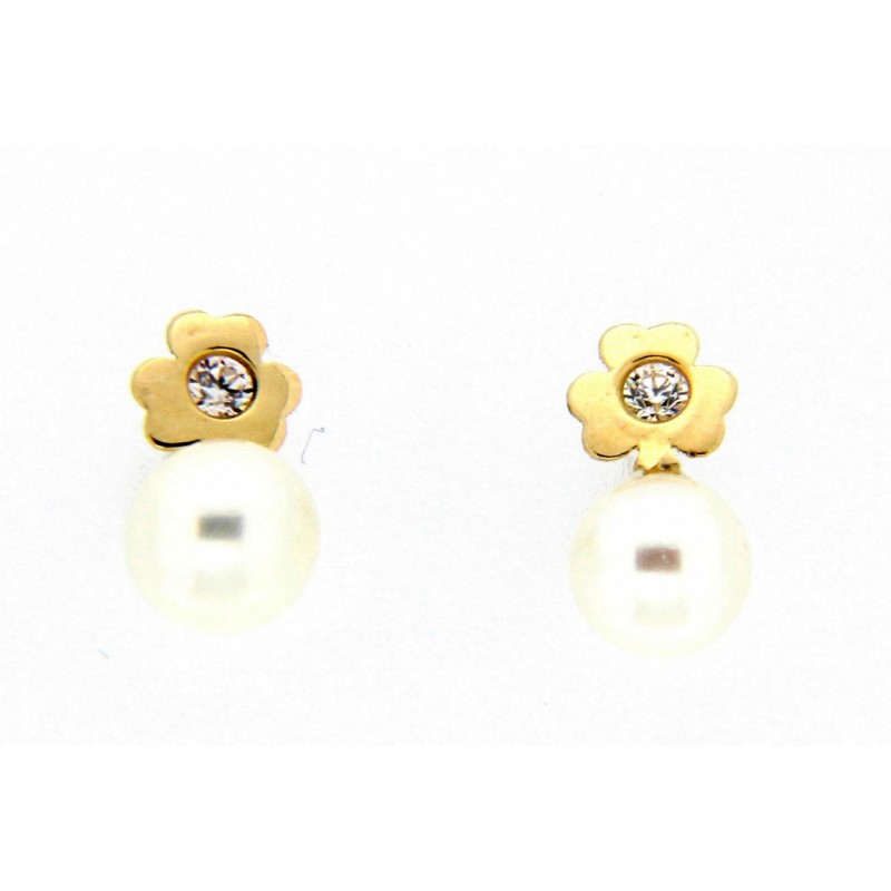 Pendientes perla oro amarillo 18K [26-4004-P]