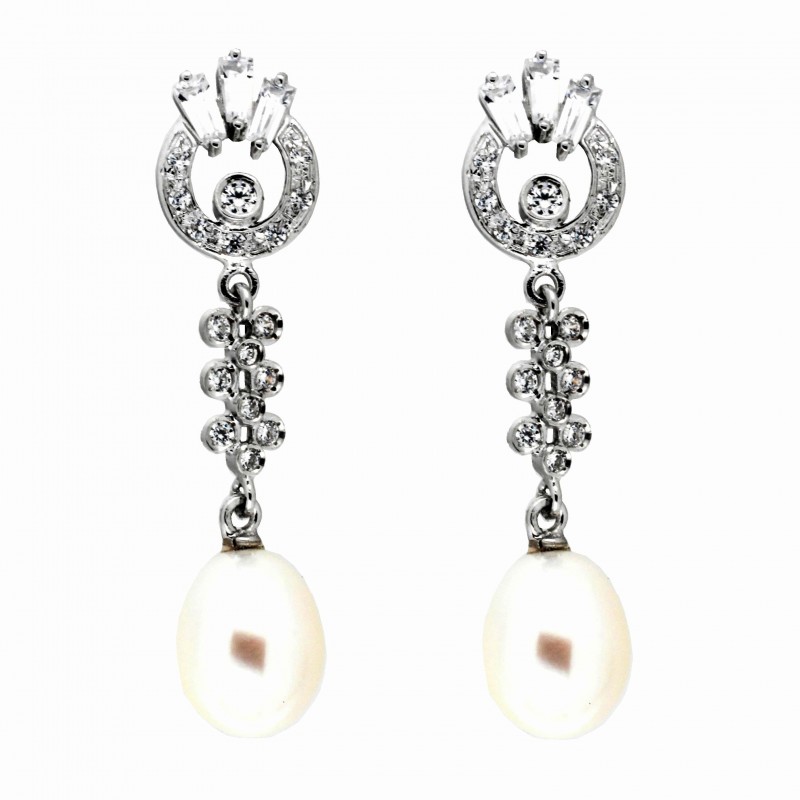 Pendientes perla oro blanco oro 18k [26-4143-p]