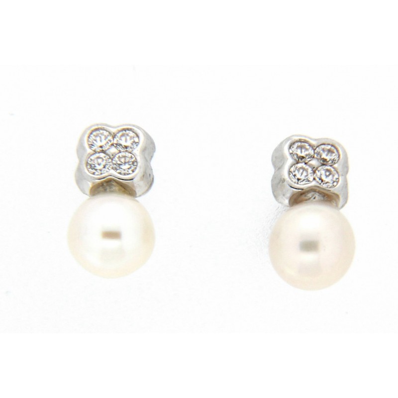 Pendientes perla oro blanco