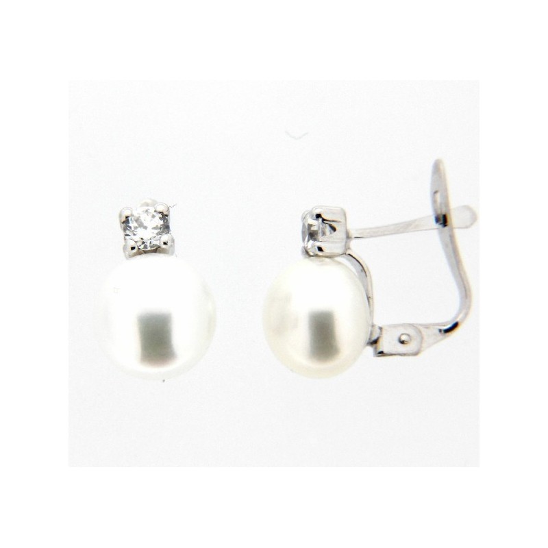 Pendientes perla oro blanco 18K [26-4330-1-P]