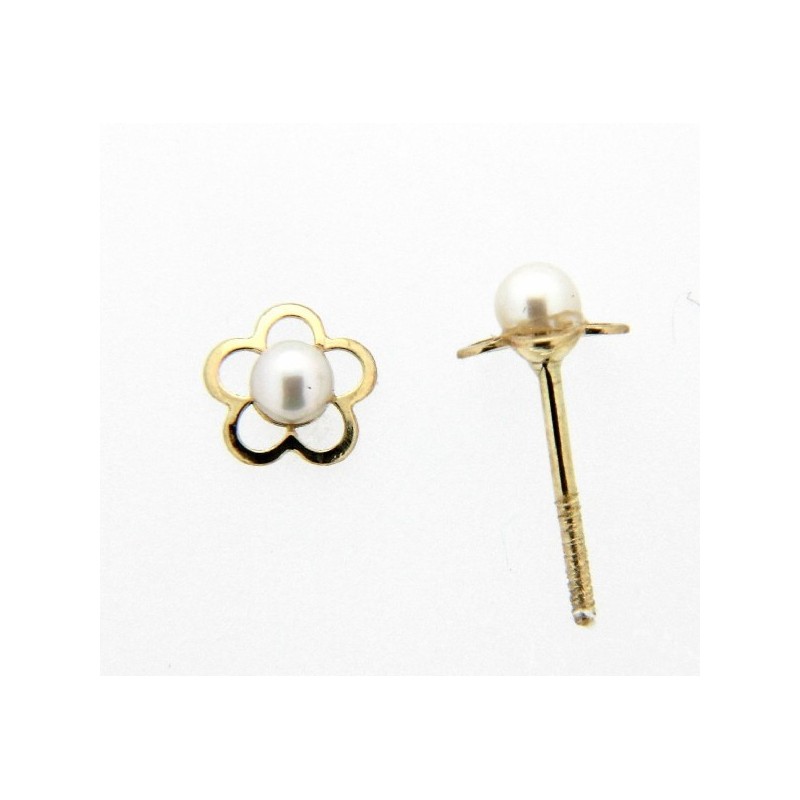 Pendientes perla oro amarillo 18K [26-4354-P]