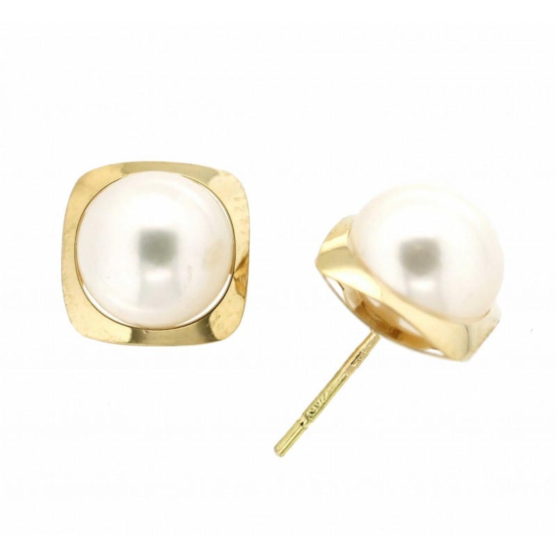 Pendientes perla oro amarillo 18K [26-4657-P]