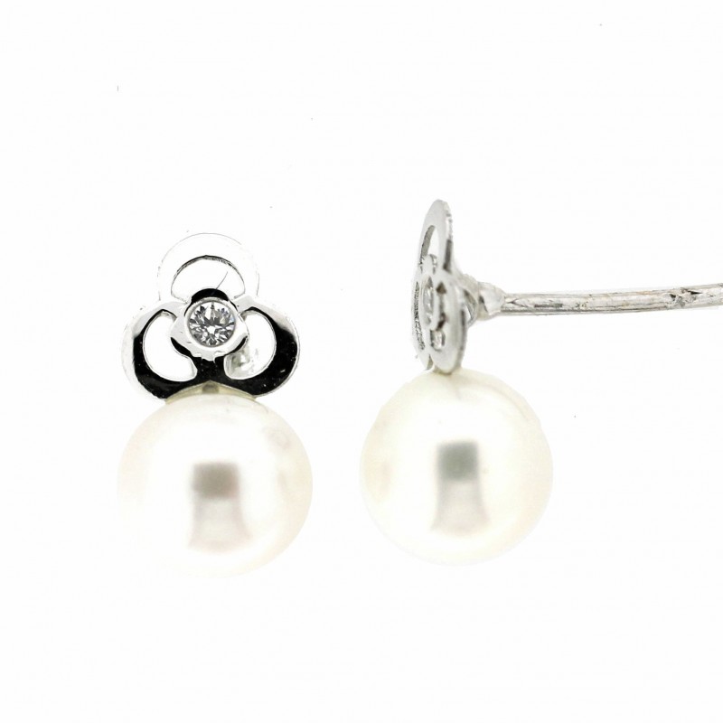 Pendientes perla oro blanco 18K [26-4677-1-P]