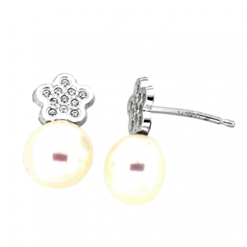Pendientes perla oro blanco 18K [26-5564P-1-P]