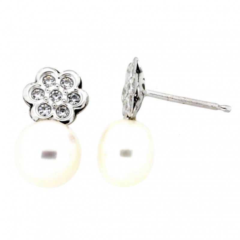 Pendientes perla oro blanco 18K [26-5825-PE-1-P]