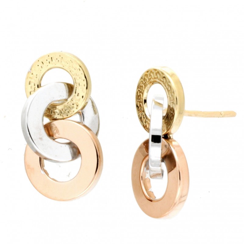 Pendientes tricolor Oro 18K [26-5940-T-P]
