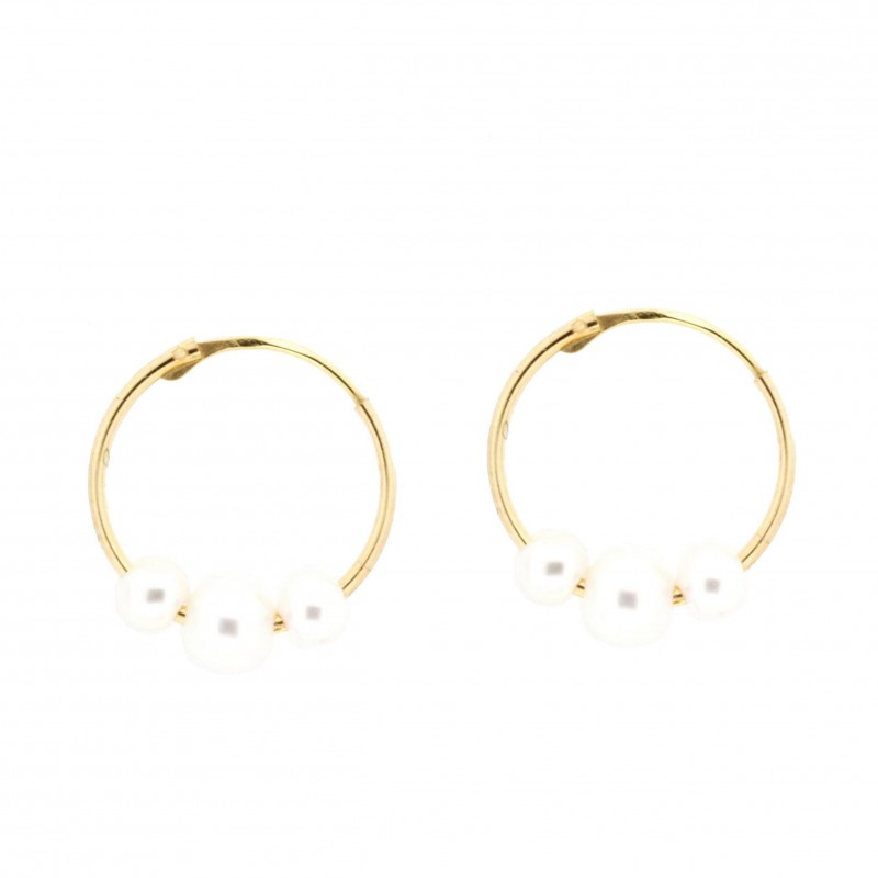 Pendientes aro perlas oro 18k [26-6155-3-p]