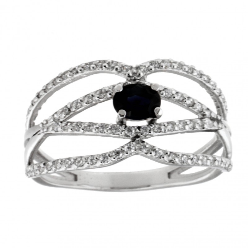 Sortija zafiro oro blanco