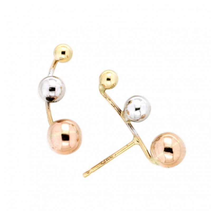 Pendientes tricolor trepador Oro 18K [26-6770-T-P]