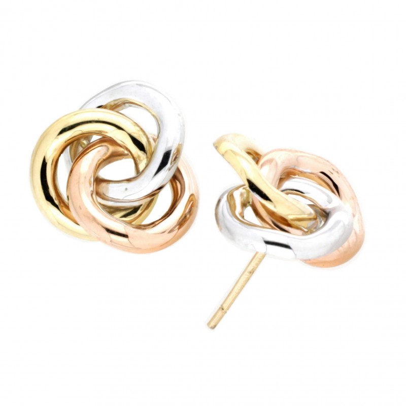 Pendientes tricolor Oro 18K [26-8587-T-P]