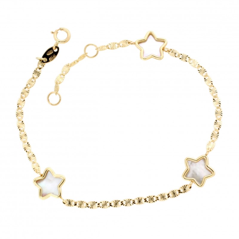 Pulsera comunion estrellas nacar oro 18k [26-8749-pu]