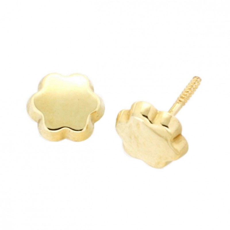 Pendientes flor liso oro amarillo