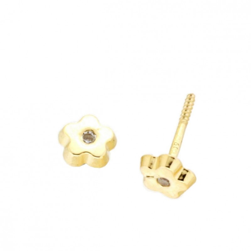 Pendientes flor oro amarillo 18K [26-9431-P]
