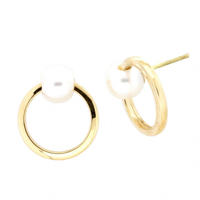 Pendientes perla oro amarillo 18K [26-9659-P]