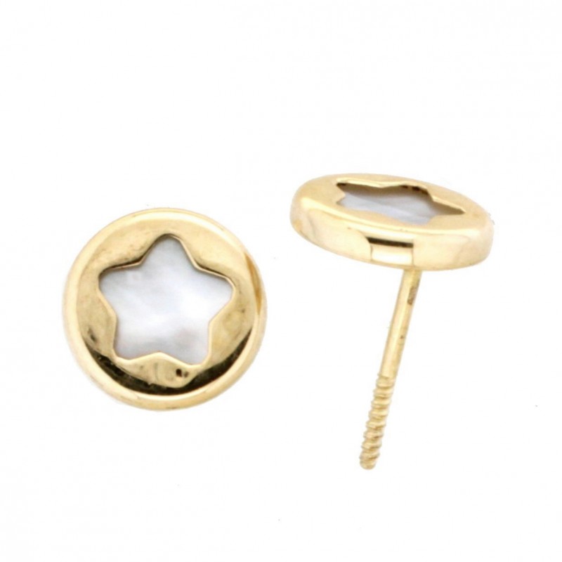 Pendientes estrella nacar oro amarillo 18K [26-9892-TOR-P]
