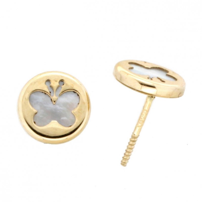 Pendientes mariposa nacar oro amarillo 18K [26-9893-TOR-P]