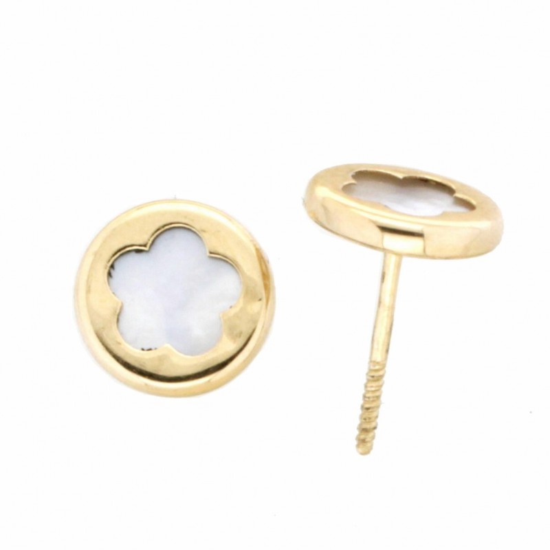 Pendientes flor nacar oro amarillo 18K [26-9894-TOR-P]