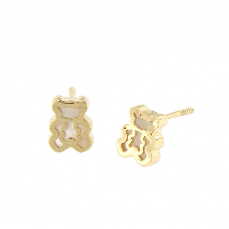 Pendientes osito nacar oro amarillo 18K [27-11237-1-P]