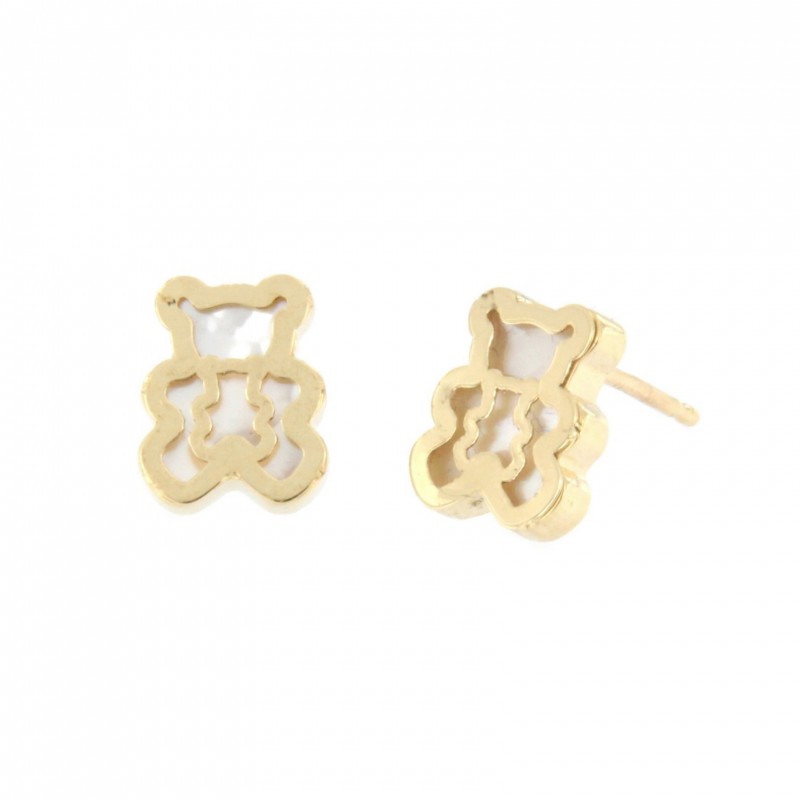 Pendientes osito nacar oro amarillo 18K [27-11237-2-P]