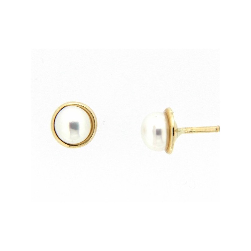 Pendientes perla oro amarillo 18K [27-1138-4-P]